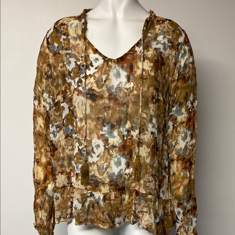 CREAM Clothing Babette Blouse Viscose Sheer Tassle Details Size 8